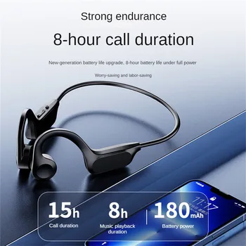 Слушалки с костна проводимост Bluetooth 5.3 Безжични слушалки Водоустойчива спортна слушалки с микрофон за тренировки, Джогинг шофиране