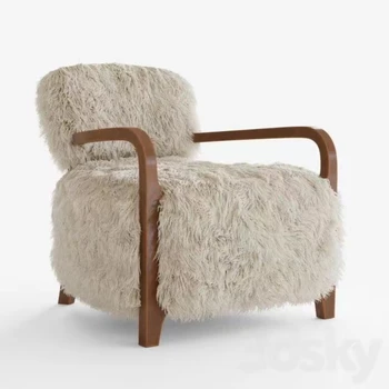 Стол за почивка Runxi Yeti от овча кожа Стол за дневна С тъкан, кожена тапицерия на Мебели за дневна за дома