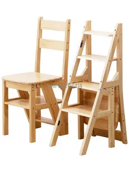 Стол-стълба от масивно дърво Trojan man, домакински стол-стълба, на сгъваем стол-стълба с двойно предназначение, педальная стълба за катерене на закрито