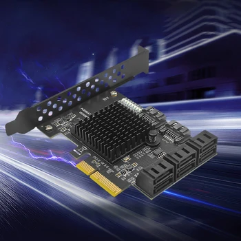 Такса за разширяване на SATA 3,0 PCIE Карта за разширение PCI-E От 4X до 8 Пристанища GEN3 SSD Странично Card Адаптер за твърд диск Контролер за вашия десктоп на корпуса 2U