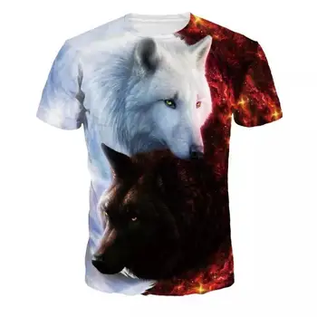 Тениска с вълк За влюбени, Мъжки тениски за мъже, Безплатна доставка, Тениска с къс ръкав, Camiseta, тениски с 3D Принтом, брандираната Мода