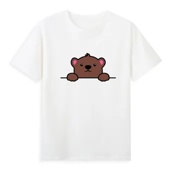 Тениска с хубав медвежонком и анимационни герои, новият женски висококачествен топ, евтини ежедневни дрехи, хит на продажбите, A239