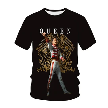 Тениски с 3D принтом Freddie Mercury Queen Band, Мъжки Дамски тениска Унисекс, Ежедневни Лятна Тениска с кръгло деколте и къс ръкав, детска тениска Оверсайз