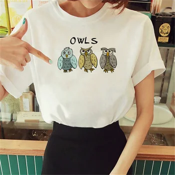 Тениски с совами, дамски японската дрехи с комиксами за момичета