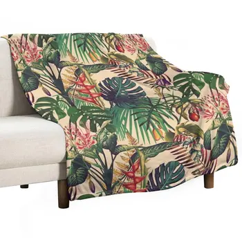 Тропическа флора (vintage) Каре, топло одеяло, персонализиран подарък