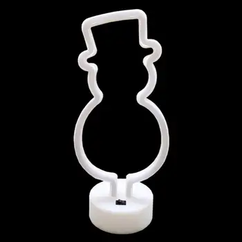 Украса за партита Неонова лампа във формата на снежен човек, захранван от USB/батерия, led лампа за знаци, неяркий energy saving led неонова лампа