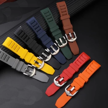 Универсален каишка от фторкаучука за часовници Омега Swatch Huawei GT Casio, Seiko Мидо, гумена каишка за часовник, Мъжки Женски гривна 20 мм и 22 мм