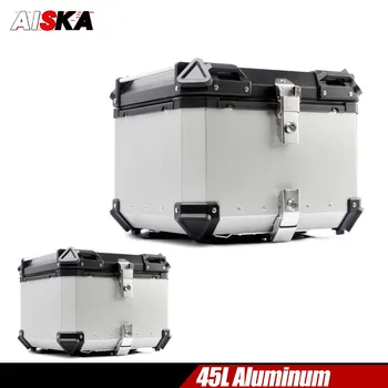 Универсална багажная кутия от алуминиева сплав, Водоустойчив странична кутия за съхранение на каска, заключване за мотоциклет, на багажника 45Л Голям капацитет