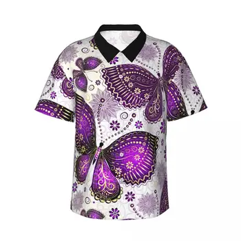 Хавайска риза с 3D принтом Пеперуди, мъжки Дрехи, Свободни дишащи мъжки Ризи, Лятна мъжка Риза, Мъжки дрехи с къс ръкав