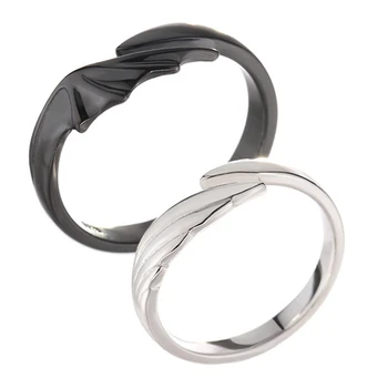 Халки, двойка пръстени, Ангелът и дяволът, двойка пръстени, бижута, двойка пръстени, мъжки и дамски пръстени (черен и сребрист цвят), 2 бр.