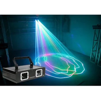 Цветно led диджейское обзавеждане с лазерен лъч с 2 дупки линеен лазерен лъч за бар и партита