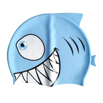 Шапка за плуване с участието на акула, силиконова шапка за плуване за момичета и момчета, водоустойчив за деца