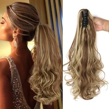 Шнола-Нокът За Изграждане на вълнообразни коса във формата на конска опашка От Синтетични влакна с Дължина 22 инча За Изграждане на вълнообразни коса като конска опашка За жени и Момичета