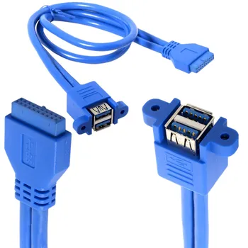 Штабелируемый тип панел USB 3.0 за свързване към дънната платка на 20-пинов кабел с два порта 30 см 50 см