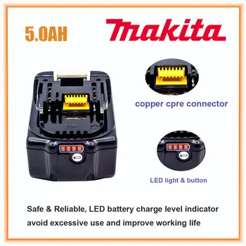 100% Оригинална акумулаторна батерия за електроинструменти Makita 18V 5.0 Ah с led литиево-йонна батерия заместител на LXT BL1860B BL1860 BL1850